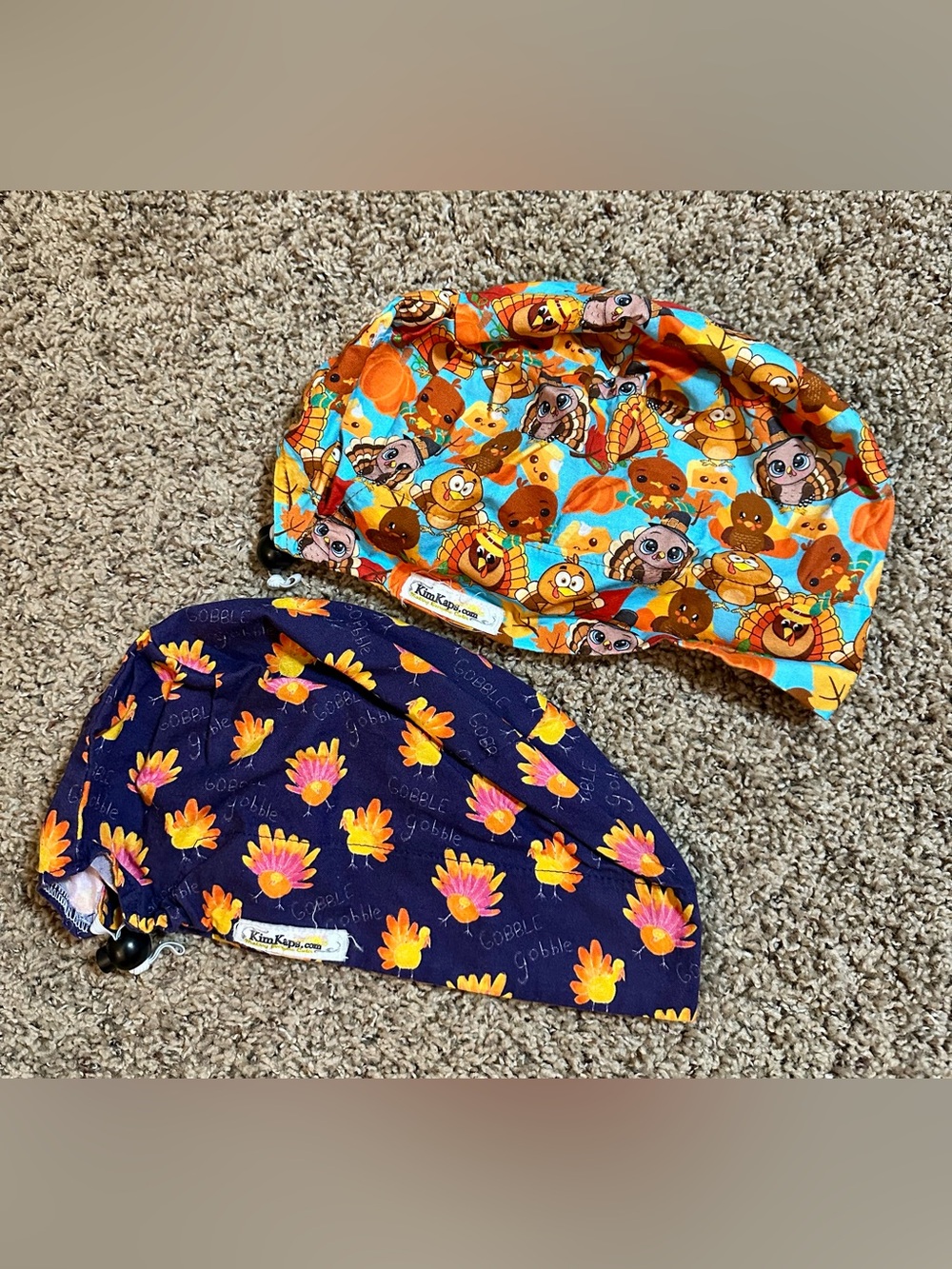 2 Thanksgiving scrub caps KimKap